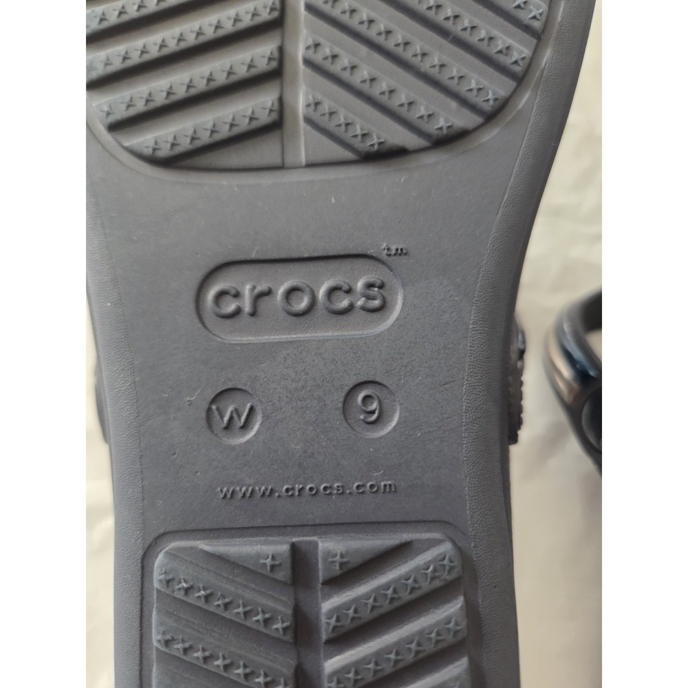 Crocs Sanrah Metal Block Flat Sandals Women's 9 Blue Summer Modern Artsy - Picture 5 of 10